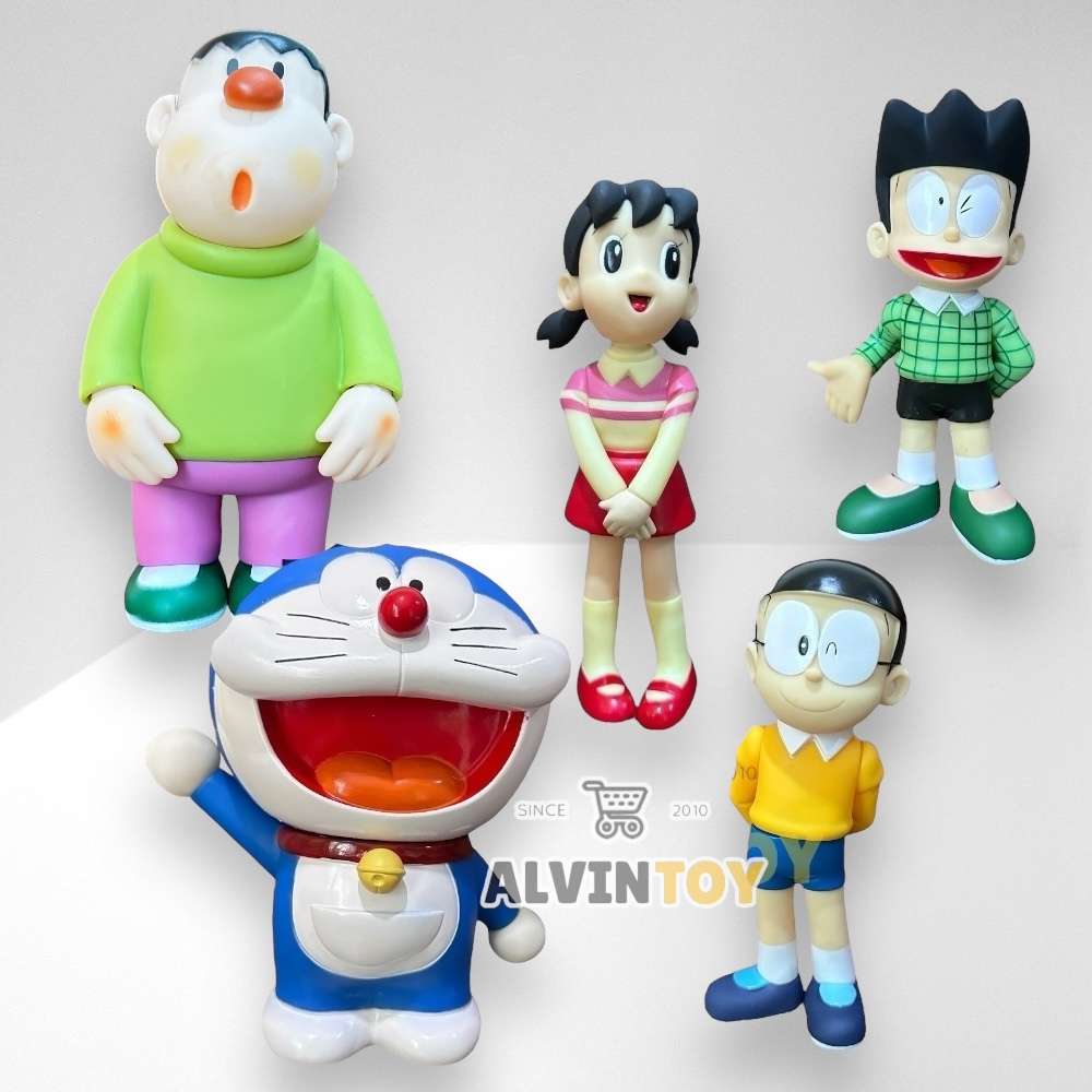 ชุดโมเดลครอบครัว Doraemon 5 ตัว โนบิตะ ชิซุกะ ซุเนโอะ ไจแอนท์ วัสดุคุณภาพดี
