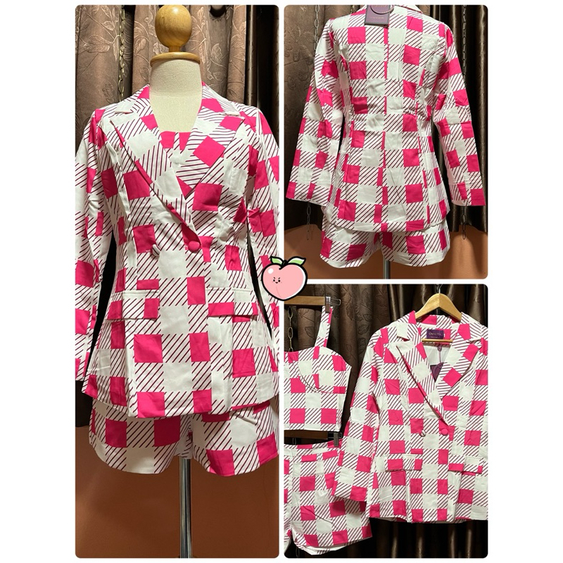 (มีไซส์ M,L,Xl) ป้าย Chalita เซท 3 ชิ้น เสื้อสูทแขนยาว+เสื้อสายเดี่ยว+กางเกงขาสั้น