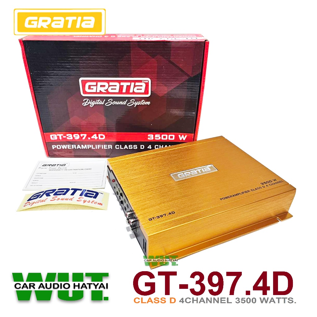 GRATIA เพาเวอร์แอมป์ ขับลำโพงเสียงกลางแหลม หรือซับเบส Class D 4 Channel 3500 Watts. Gratia GT-397.4D