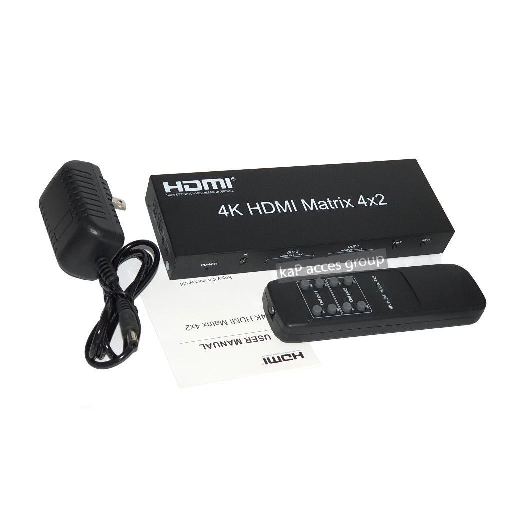 เข้า 4 ออก 2 Switch Splitter hdmi Matrix มอนิเตอร์ จอภาพ Audio out 4K x 2K 3D 3.5mm. with Remote Con