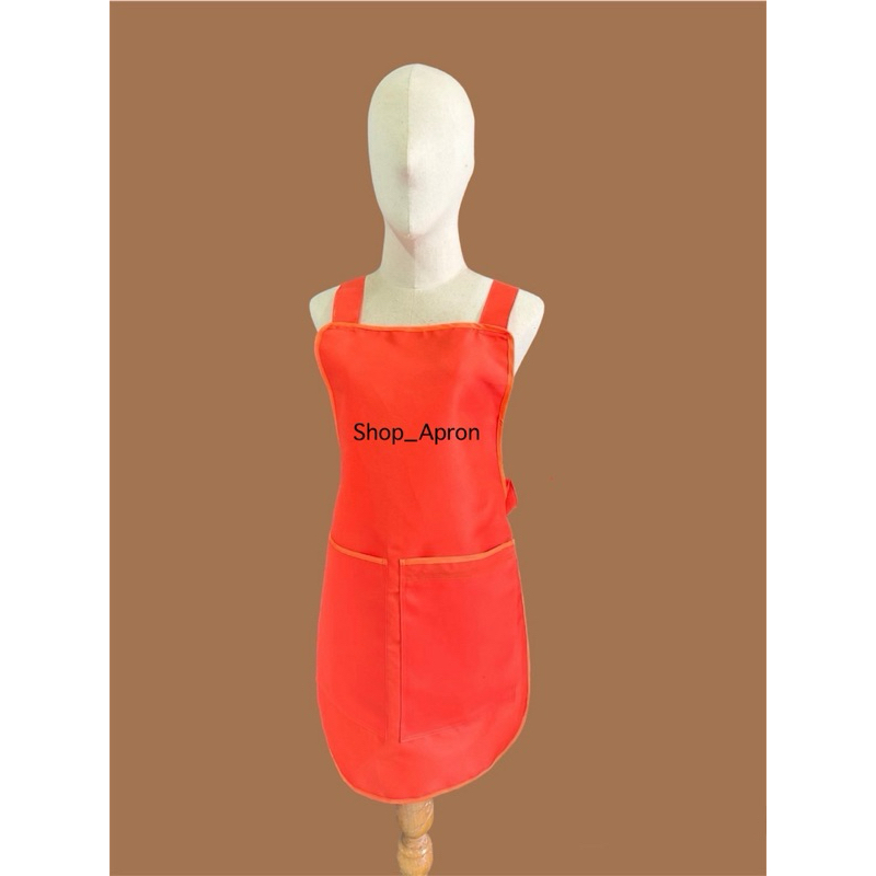 ผ้ากันเปื้อน 2 กระเป๋า 1 ซิป กุ๊นขอบสีเดียวกับผ้า - รูปที่ 3