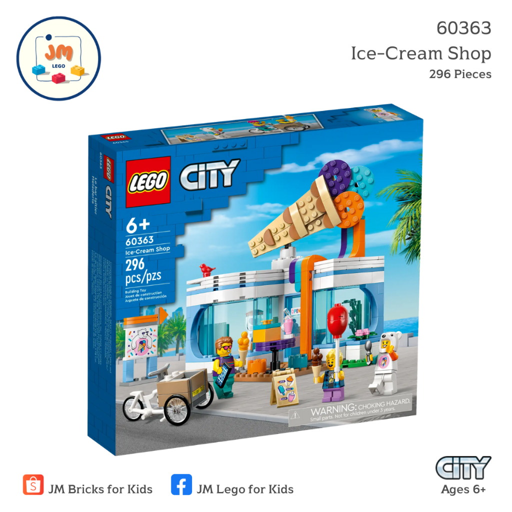 LEGO City 60363 Ice-Cream Shop (296 Pieces) สำหรับเด็กอายุ 6 ปีขึ้นไป Brick Toy ตัวต่อ เลโก้ ของเล่น
