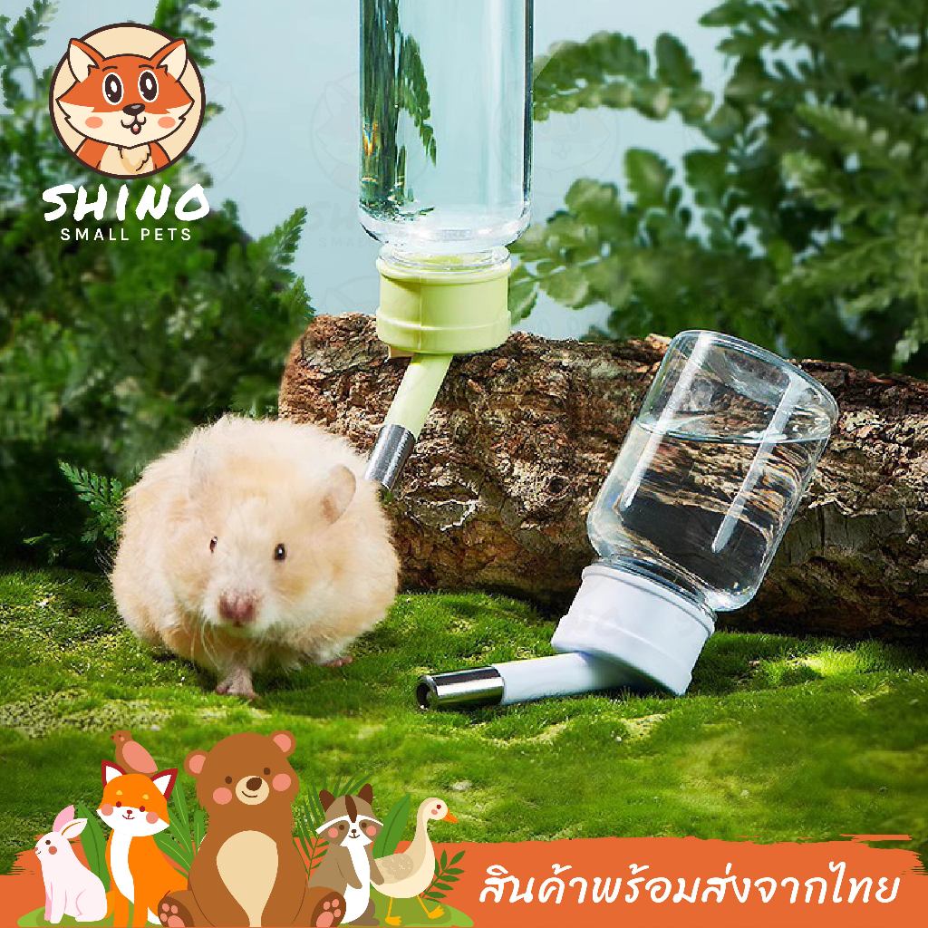 Shino ที่ให้น้ำอัตโนมัติ แบบติดกรง ขวดน้ำแฮมเตอร์ ขวดน้ำแขวนกรง ที่ให้น้ำกระต่าย หนู แกสบี้ กระบอกน้ำสัตว์เล็ก กินง่าย