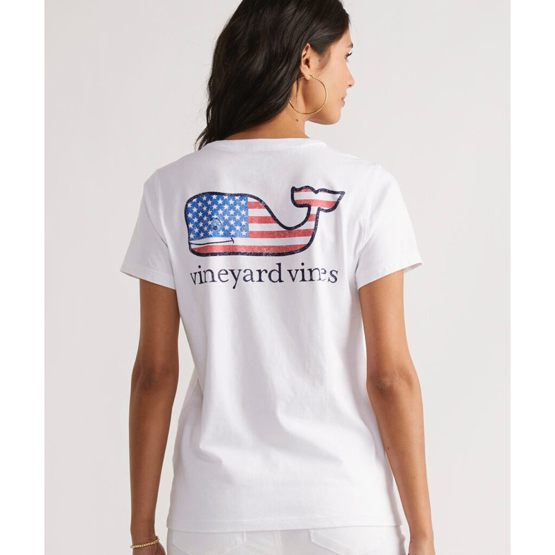 (pre-order) vineyard vines : Flag Whale Short-Sleeve Pocket Tee🇺🇸