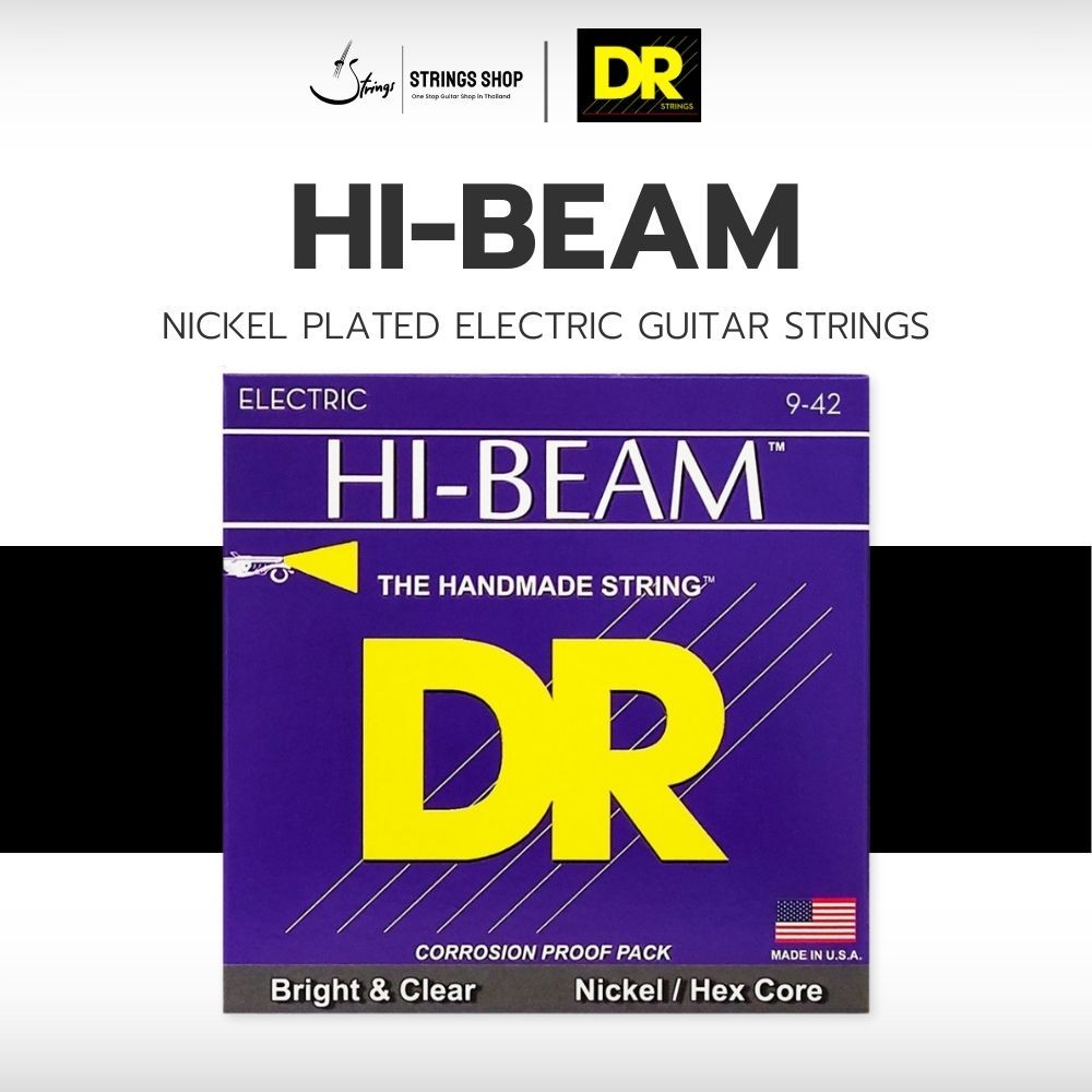 สายกีตาร์ไฟฟ้า DR Strings HI-BEAM™ - Nickel Plated Electric Guitar Strings (LHR-9/46,LTR-9,MTR-10)