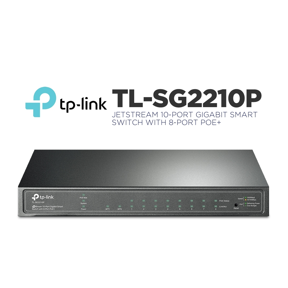 TP-LINK (TL-SG2210P) JetStream 8-Port Gigabit Smart PoE+ Switch with 2 SFP Slots