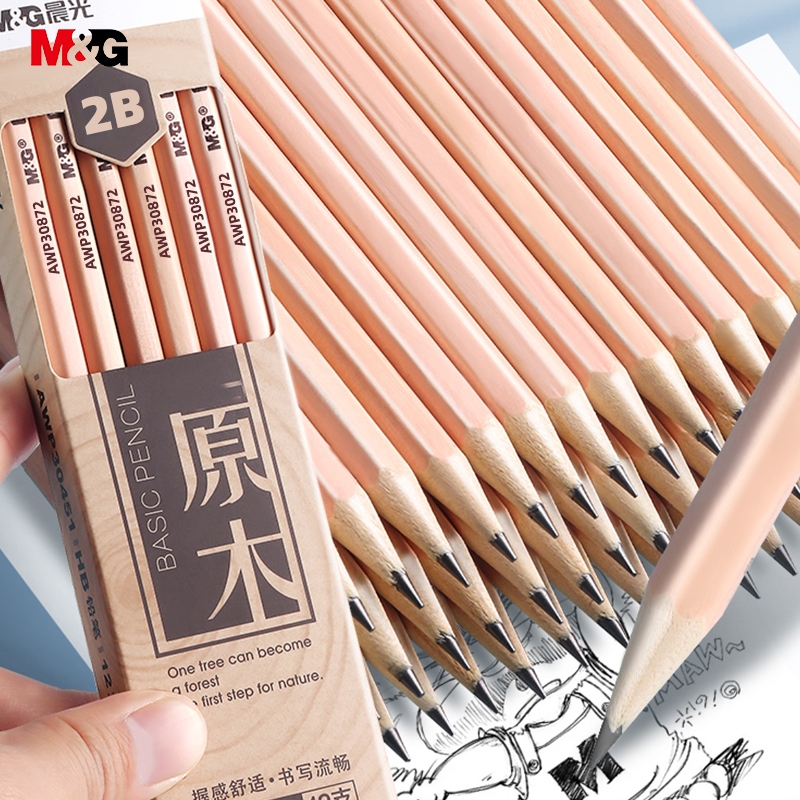 M&G AWP30872 ดินสอพร้อมยางลบ 2B ดินสอ ดินสอไม้ แปรงทาสี ดินสอ 12 แท่ง