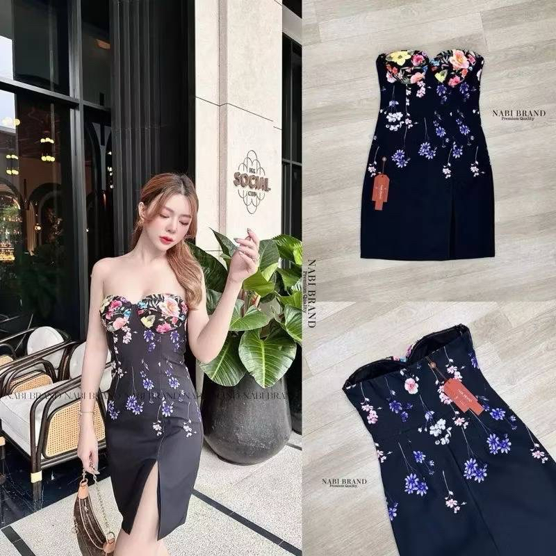 M มือ1 NABI BRAND มินิเดรสเกาะอกลายดอก ใส่สวยสุดๆ ป้าย NABI BRAND