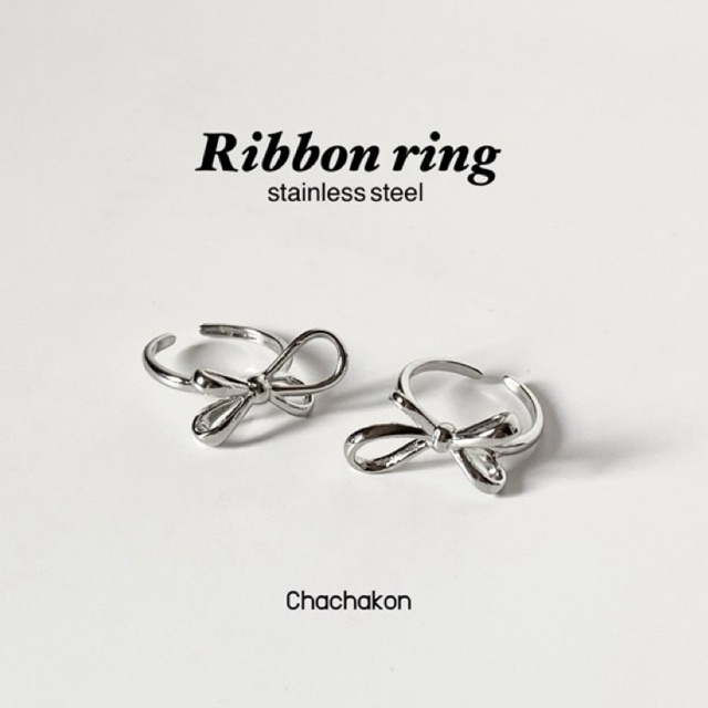 แหวนสแตนเลส ribbon ring 169-. มีกล่องใส่