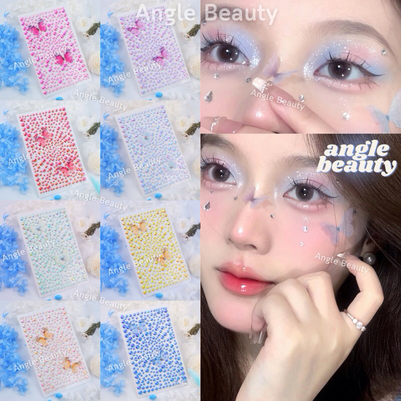 Face Sticker สติ๊กเกอร์ผีเสื้อติดหน้า เพชรติดหน้า มีกาวในตัวใช้งานได้เลย