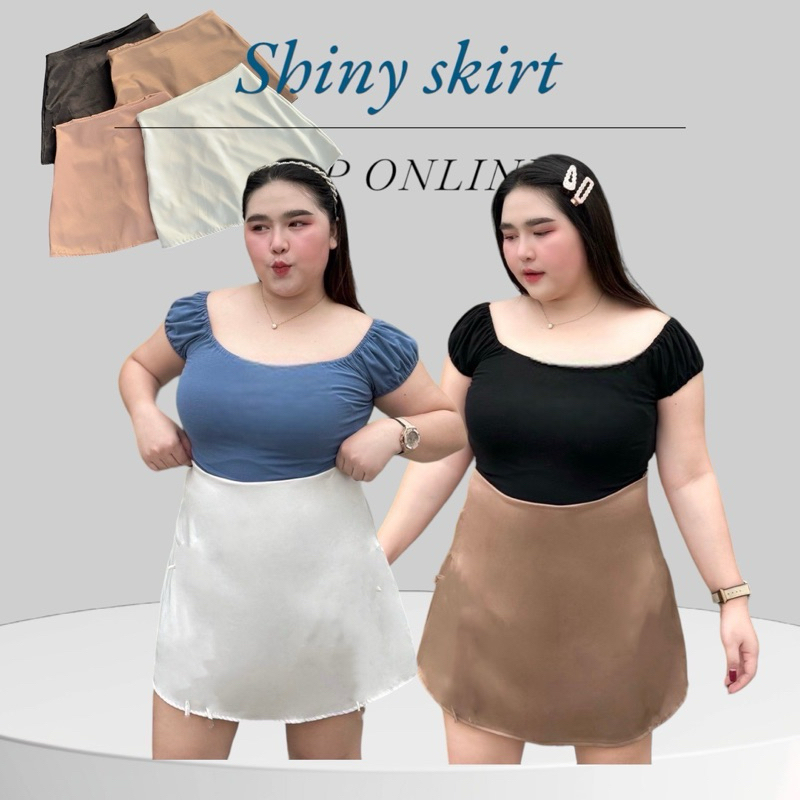 Shiny skirt กระโปรงสั้นทรงตรง ผ้าเงา