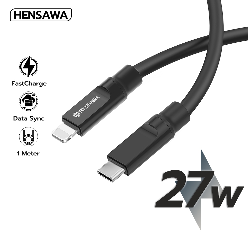 HENSAWA สายชาร์จเร็ว PD 27W 45W Type-C to ip วัสดุ PVC 1m รุ่น US5100 ชาร์จไว Fast Charge Cable & Syn สายทนทาน ยืดหยุ่น