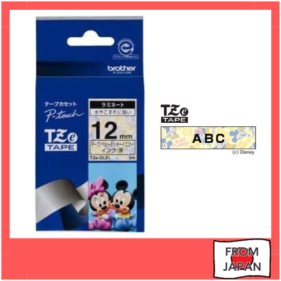 【Direct From Japan】Brother Industries TZe Tape Disney Tape (Baby Mickey Yellow/Black) 12mm TZe-DL31