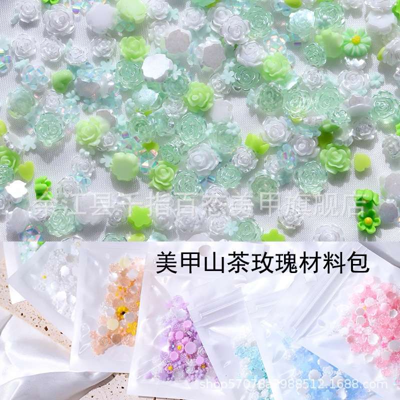 อะไหล่ติดเล็บดอกกุหลาบหลากหลายโทนสี สินค้าพร้อมส่งในไทย โดยรวมประมาณ100ชิ้น/ห่อ