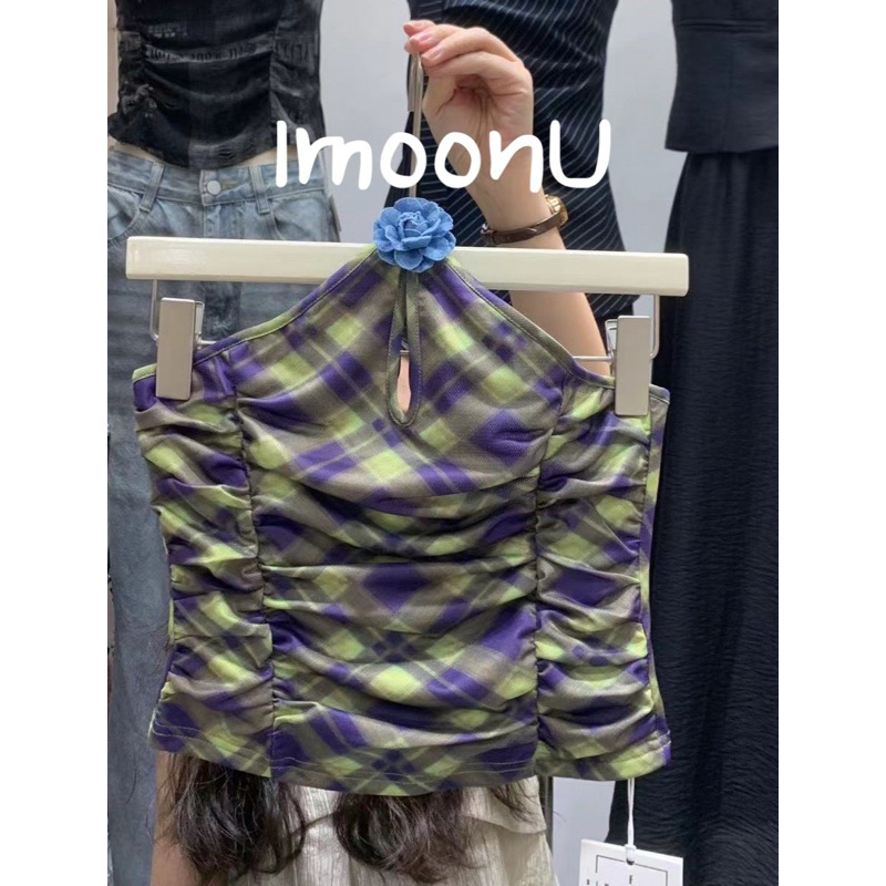 เสื้อครอป ผูกคอผ้าลายสก้อต