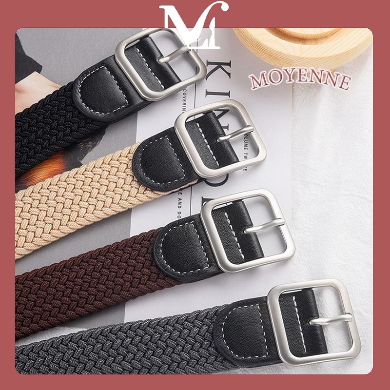 MOYENNE เข็มขัดถักยางยืดสไตล์ฮ่องกง ทรงฮิต เทรนด์เวอร์ชั่นเกาหลี มีหลายสีให้เลือก
