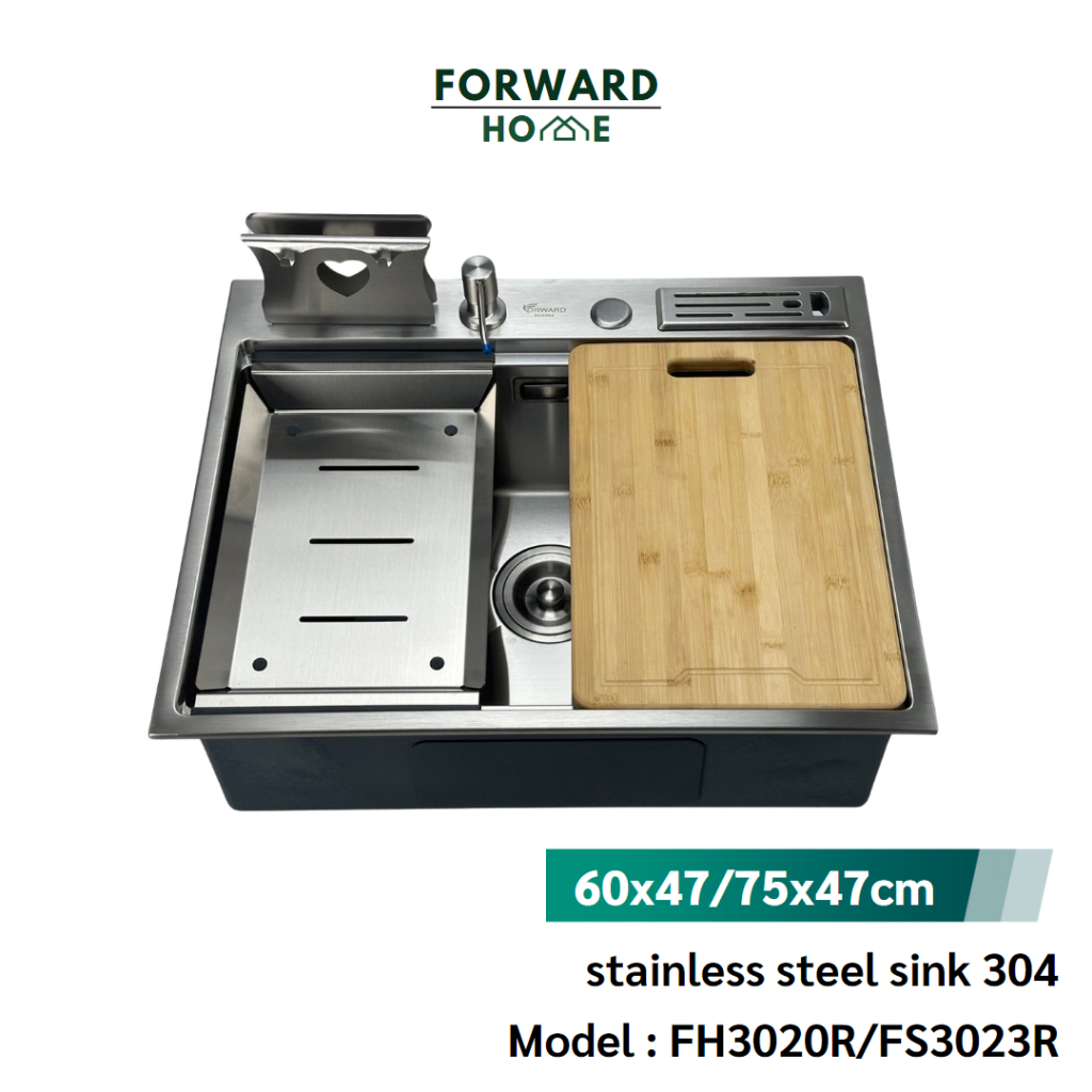 Forward ซิงค์ล้างจาน ซิงค์ล้างจานสแตนเลส อ่างล้างจาน สแตนเลส304 ขนาด75x47ซม stainless steel sink SUS