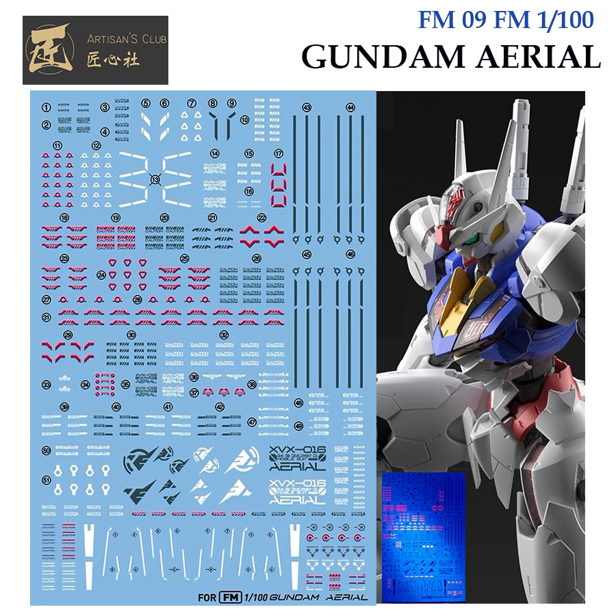 [Artisan's Club] FM09 FM 1/100 XVX-016 GUNDAM AERIAL [FLUORESCENT RED] WATER SLIDE DECAL