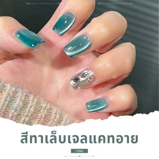 ยาทาเล็บเจลลูกแก้ว สีสกายบลู Cat's Eye กลิตเตอร์ละเอียด ดึงส…