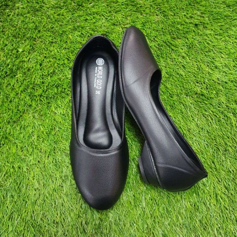รองเท้าคัทชูปลายมนหนังนิ่มสีดำ ส้นสูง 1 นิ้ว ไซส์ 36-40 รหัส B7132