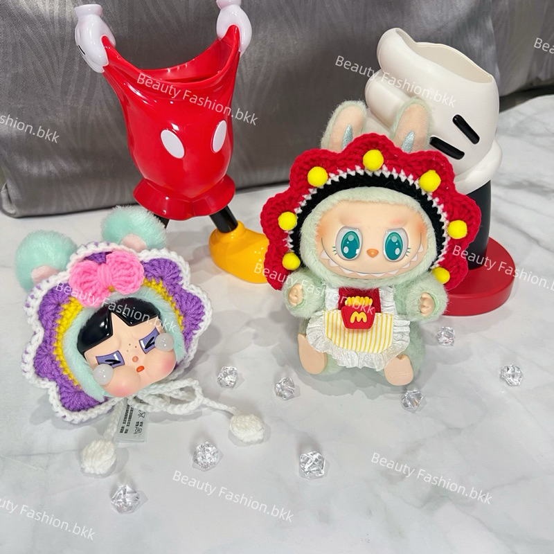คาดหัว ผ้าพันคอ ถักไหมพรม Cry ppg & labubu V.1 V.2 ปรับขนาดได้ เครื่องประดับอุปกรณ์เสริมตุ๊กตา