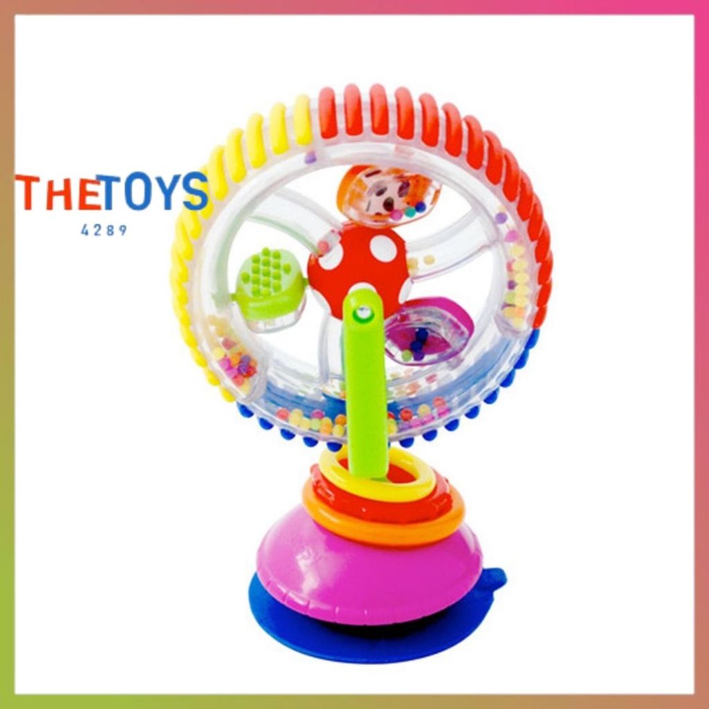 Thetoys4289 (007) วงล้อลูกปัด คละสี ของเล่นตั้งโต๊ะ ดูดโต๊ะได้ เขย่ามีเสียง ของเล่นติดโต๊ะ