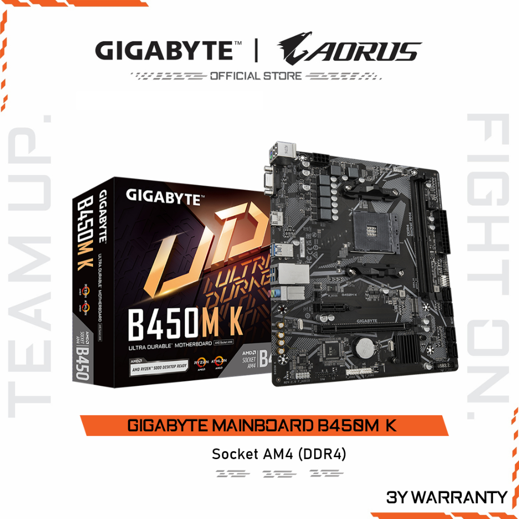 GIGABYTE MAINBOARD B450M K เมนบอร์ด B450M K-REV2.0