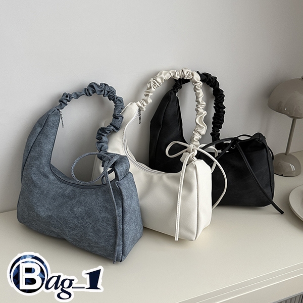 bag_1(BAG2070) กระเป๋าสะพายไหล่หนังพียู-ปรับสายย่นสะพายข้างได้