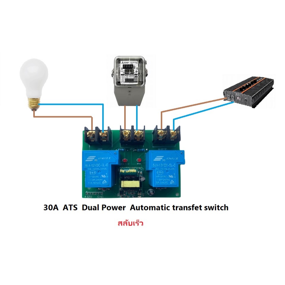 ATS สลับไฟ ATS Automatic Dual Power Transfer Switch 2P 30A สลับไฟเร็ว