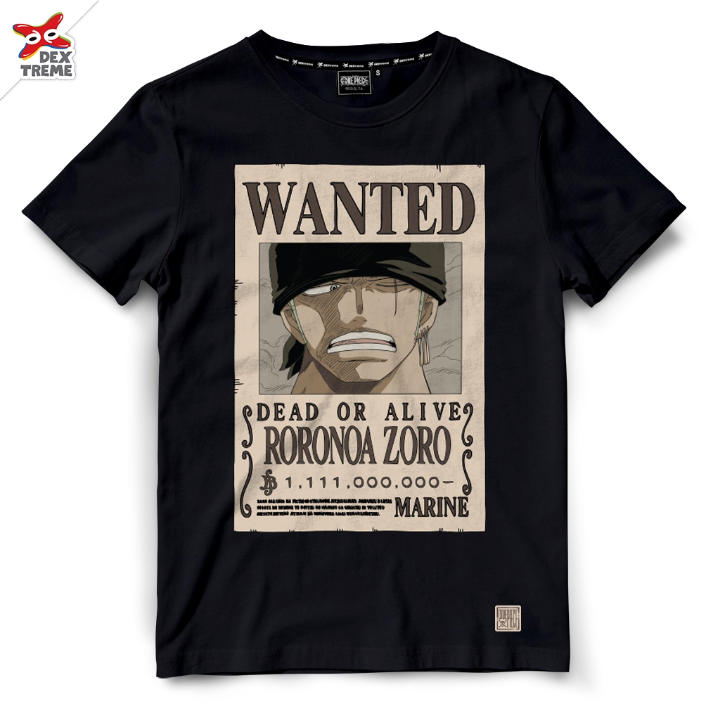 Dextreme เสื้อยืดวันพีซ (DOP-2083) Onepiece ลาย Wanted โซโล Solo มี สีดำ และ สีขาว