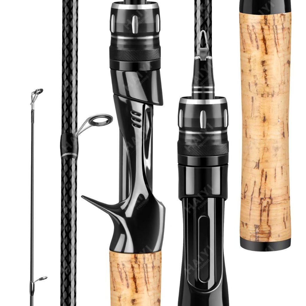HAIYI FISHING ต้องตกปลาคาร์บอนไฟเบอร์คันเบ็ด คาร์บอนอัลตร้าไลท์ ลากสูงสุด 8กก เบ็ดตกปลา คันเบ็ดตกปลา/ด้ามจับโค้ง เบาพิเ