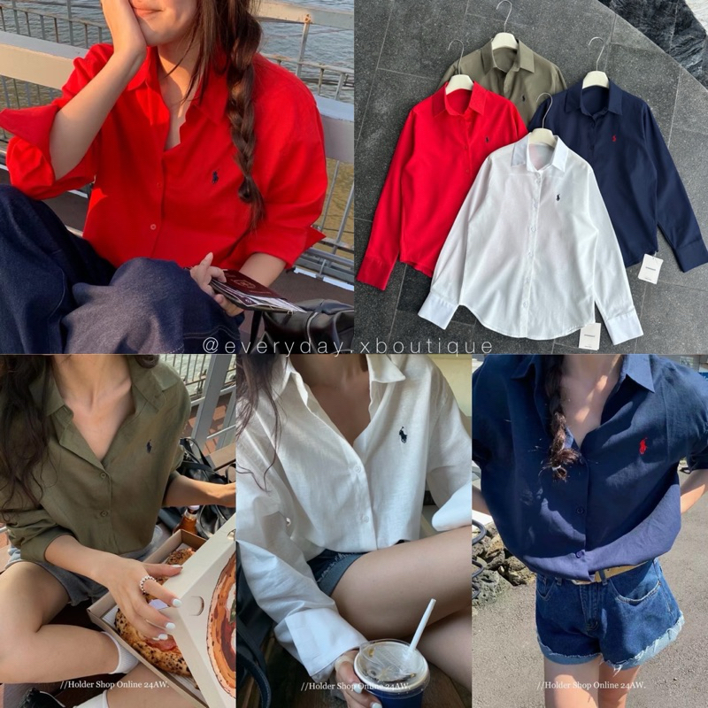 𝗥𝗘𝗟𝗔𝗫𝗘𝗗 𝗙𝗜𝗧 𝗖𝗢𝗧𝗧𝗢𝗡 𝗦𝗛𝗜𝗥𝗧 (450฿) พร้อมเสิร์ฟ เสื้อเชิ้ตเบสิกเรียบๆที่ใส่ได้ทุกโอกาส ดีเทลปักโลโก้ช่วงอกมีกระดุม onseason