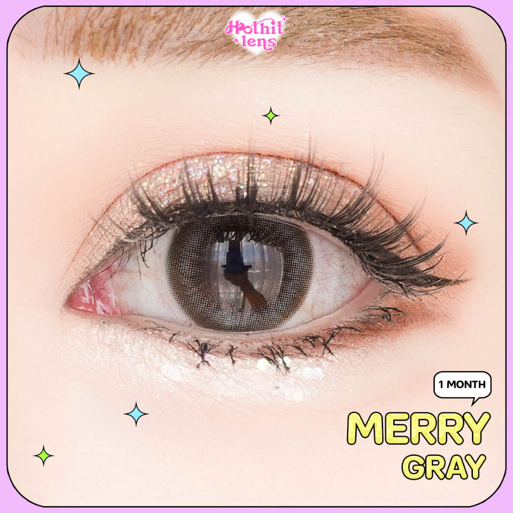 Candylens คอนแทคเลนส์ รุ่น Merry สีเทา พร้อมส่งแบบปกติ และค่าสายตาสั้น 0.00-10.00 ราคา ถูกที่สุด ดีลบีเคเค