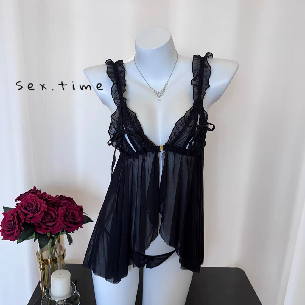 💚Sex time💜sexy ชุดนอนซีทรู เดรสลูกไม้ ไม่นอน ส่งไวจากไทย  ผ้าดีมาก H9202