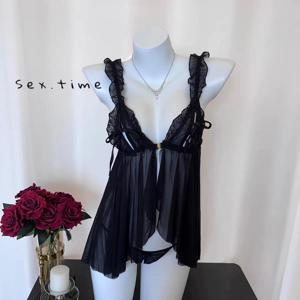 💚Sex time💜sexy ชุดนอนซีทรู เดรสลูกไม้ ไม่นอน ส่งไวจากไทย ผ้าดีมาก H9202