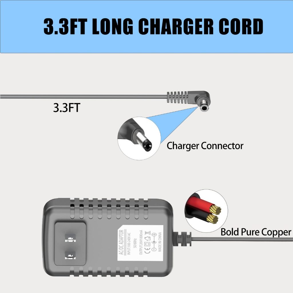Charger Replacement for TINECO Vacuum iFLOOR A10 11 Floor ONE S3 26V AC/DC Adapter Charging Cable Power Cordเปลี่ยนชาร์จ