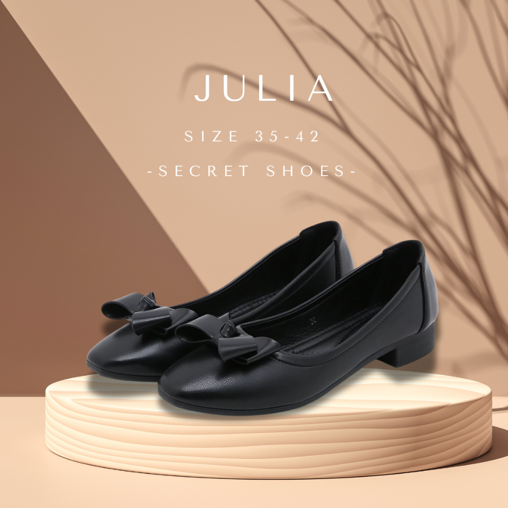 Julia รองเท้าคัทชู ส้น 2.5 ซม.ประดับโบว์ พื้นนุ่ม *หน้าเท้าปกติลด 1 ไซส์ ️หน้าเท้ากว้างใส่ตรงไซส์*