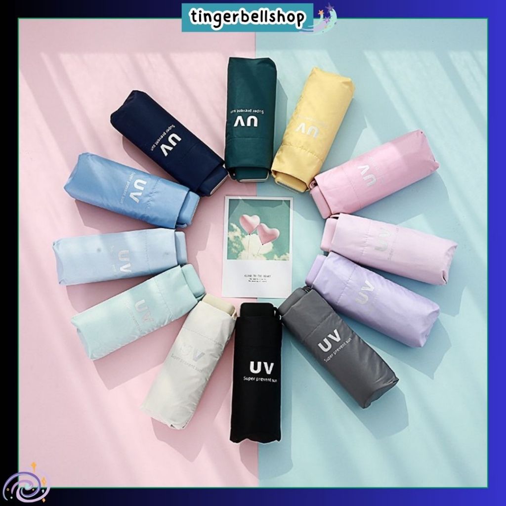 [พร้อมส่ง]ร่มพกพา ร่มกันฝน ร่มกันแดด กันUV น้ำหนักเบา ร่มพับ 5 ตอน