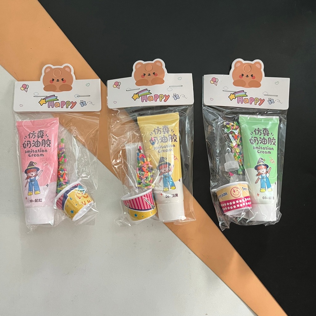 (ยกโหล12ชิ้น) สุ่มแบบ ครีมหมากฝรั่ง DIY วิปครีมเทียม กาวครีม ชุดเซตทำกิ๊บติดผม ของเล่นคัพเค้ก ของเล่นสําหรับเด็กผู้หญิง
