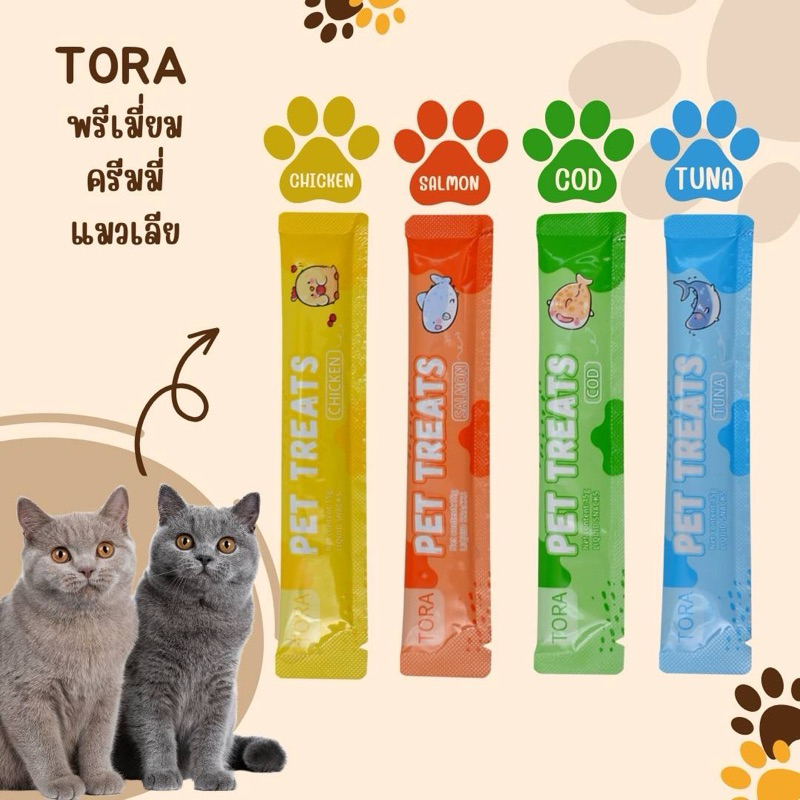 Tora แมวเลียhealthy (ไม่เติมสี/กลิ่น/รส) เนื้อปลา&ไก่ เน้นๆ *เกรดพรีเมียม* (100ซอง)