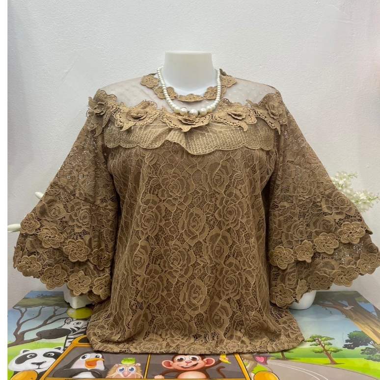 เสื้อลูกไม้รอบอก38-40-42นิ้ว ฟรีไซส์ ยาว 21-22นิ้ว แขนรยาวระบาย มีซับใน ลูกไม้ทั้งตัว ผ้านิ่มใส่สบาย