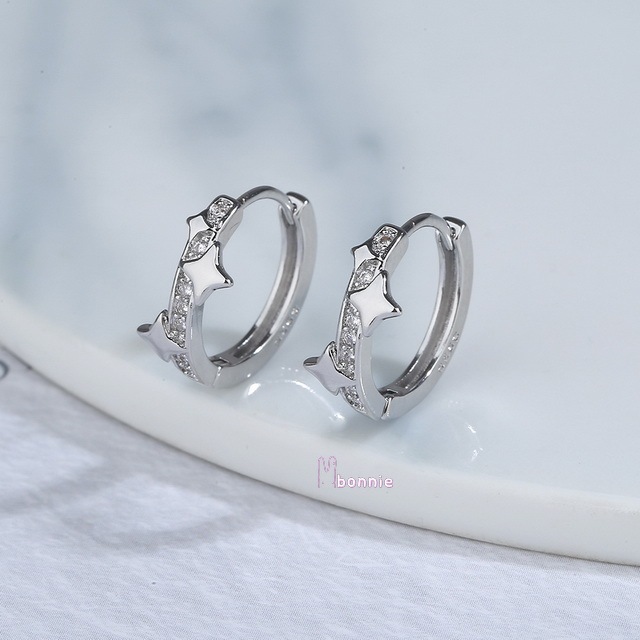 (B603)bonnie - shooting star ต่างหู ตุ้มหู ต่างหูแฟชั่น สไตล์เกาหลี ก้านเงินแท้สำหรับคนแพ้ง่าย