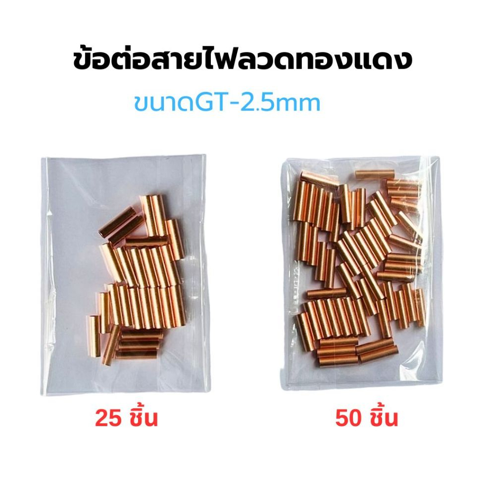 ข้อต่อสายไฟลวดทองแดงขนาด GT-2.5mm หางปลาเสียบ ทองเหลือง กลม แฉก เปลือย หุ้ม ขั้วต่อสายไฟ อุปกรณ์รถ