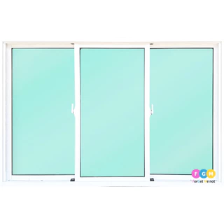 [สินค้ามี รับประกัน!!] หน้าต่างขนาด 110x150 ซม.หน้าต่างอลูมิเนียม MC หน้าต่างบานเลื่อน3ช่อง ล็อคกลาง