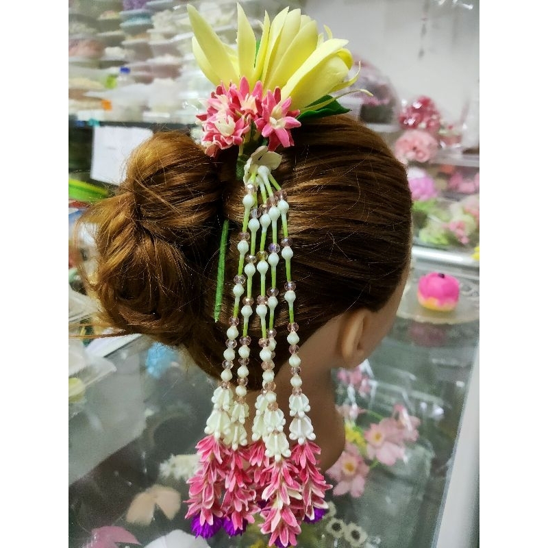 ปิ่นปักผมช่อจำปี ช่ออุบะแต่งยาว จรหู แต่งผมระบายผมยาว  ช่อปักแต่งผม ช่อดอกกล้วยไม้คัทลียา ดอกบานไม่รู้โรย งานใหม่ล่าสุด ราคา ถูกที่สุด ดีลบีเคเค แกลเลอรีภาพที่ 2