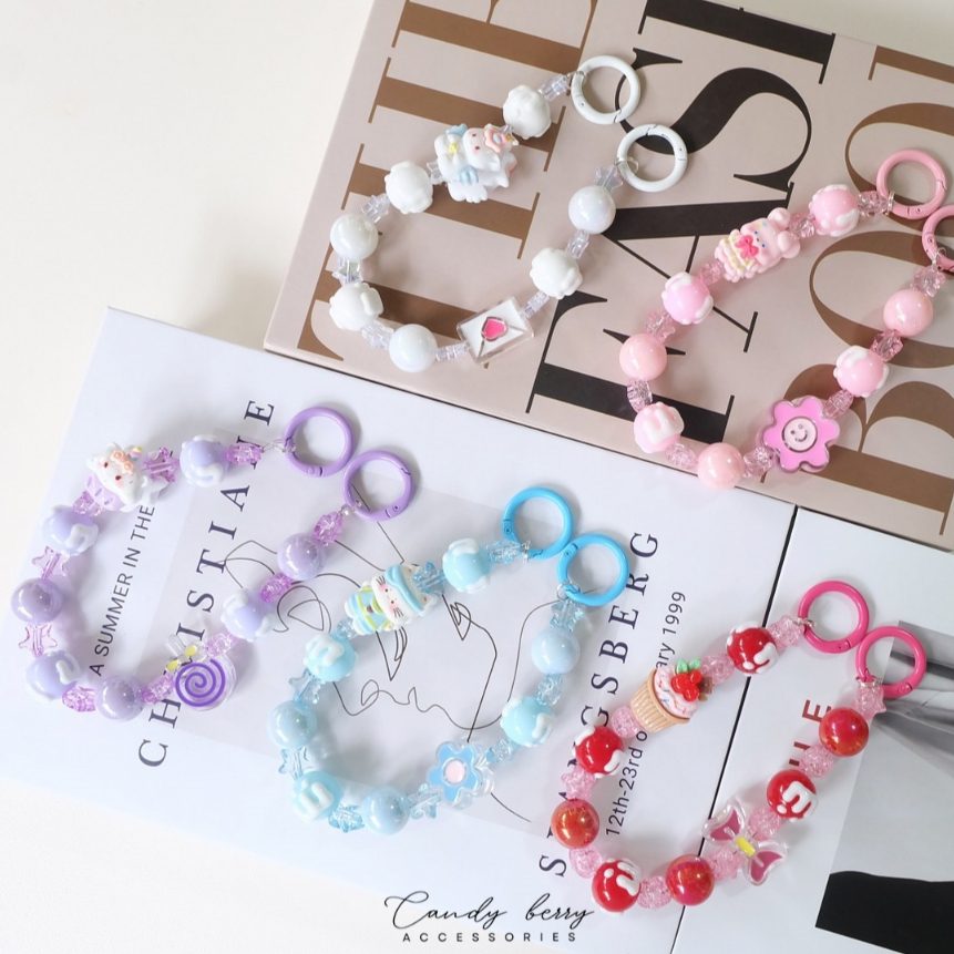 [พร้อมส่งในไทย] สายคล้องตุ๊กตา สายคล้องกระเป๋า สายคล้องโทรศัพท์ สร้อยลูกปัดเพ้นท์ DIY No.BC-012