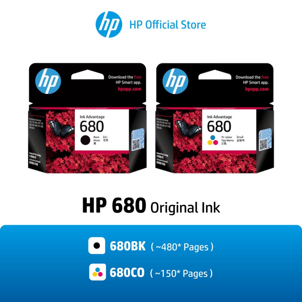 HP 680 Black/Tri-Color (ตลับหมึกสี/สีดำ) Original Ink Advantage ...