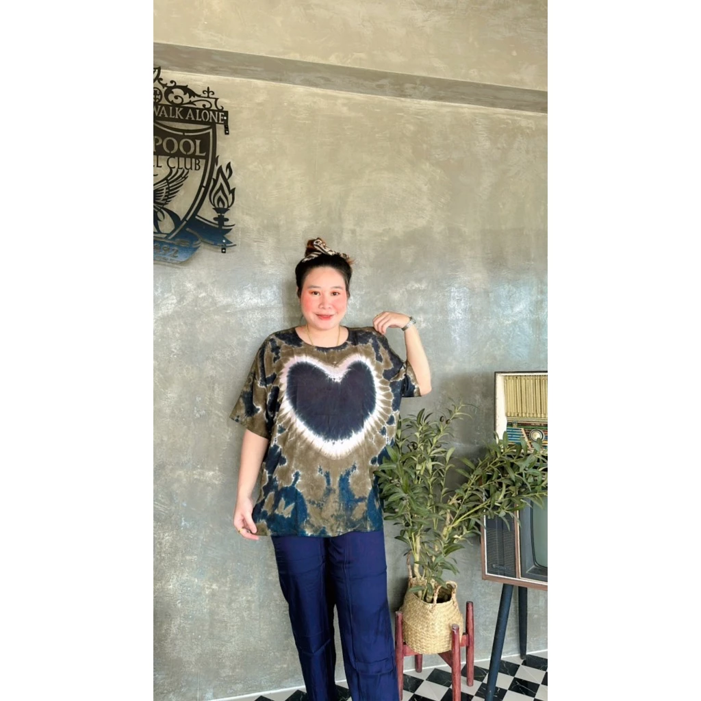 เสื้อมัดย้อม อก 52 คอกลมแขนสั้น เสื้อสาวอวบ ผ้าแบมเบิร์ตสปัน thumbnail 9