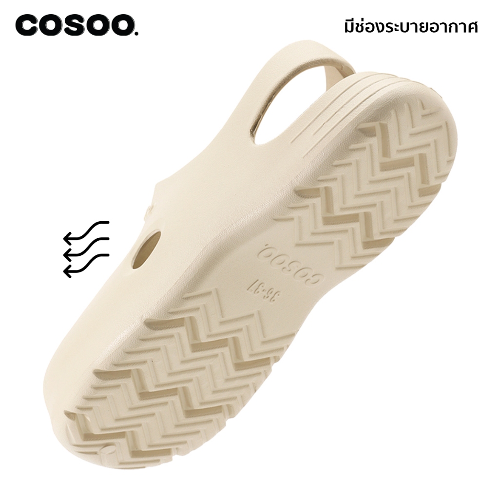 COSOO รองเท้าผู้หญิง รองเท้าแตะ รองเท้าหัวโต รองเท้าแฟชั่น รองเท้าแตะรัดส้น นุ่มสบายเท้า พื้นหนา กันลื่น รุ่น CS-R01