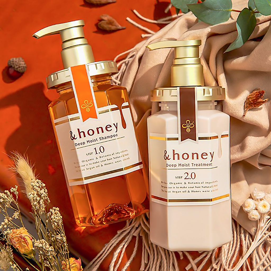 [แท้100%/พร้อมส่ง]แท้ Japan &honey Deep Moist Shampoo & Hair Treatment ซากุระมอยส์ 440 มล